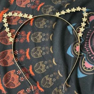 Gold flower cat ears metal head band